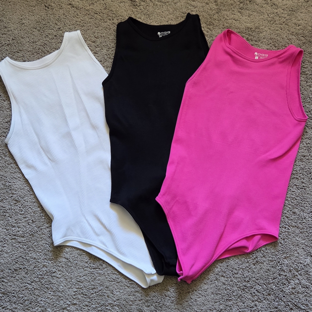 OQQ Women's Vibrant Pink Bodysuit